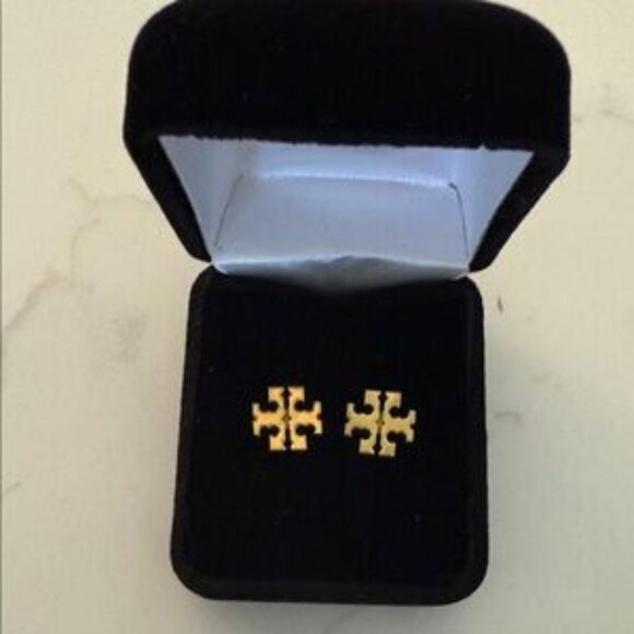 Tory Burch Gold Logo Stud Earrings - Picture 1 of 2